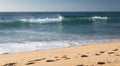 Close up on breaking wave coming to shore on sandy beach of atlantic coast, capbreton, france Royalty Free Stock Photo