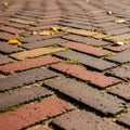 A close up of a brick pavement arranged in a herringbone pattern Royalty Free Stock Photo