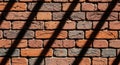 Brick Wall Texture in Sunlight with Shadows Abstract Pattern Background Detail Architecture Orange Brown Vintage Royalty Free Stock Photo