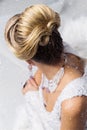 Close-up of bridal babette hairdo