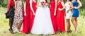 Close up of bride and bridesmaids Royalty Free Stock Photo