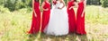 Close up of bride and bridesmaids Royalty Free Stock Photo