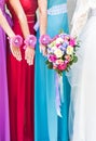 Close up of bride and bridesmaids bouquets Royalty Free Stock Photo