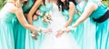 Close up of bride and bridesmaids Royalty Free Stock Photo