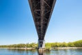 Close-up of a bridge laid across the Dnieper river, city of Kiev Ukraine Royalty Free Stock Photo