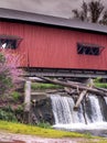 Bridgeton covered bridge and waterfall in Indiana Royalty Free Stock Photo