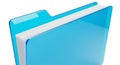 Close up of a bright blue folder with white paper inside Royalty Free Stock Photo