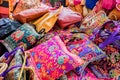 Range of colorful ethnic bags on Indian market Royalty Free Stock Photo