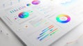 Colorful Data Dashboard With Gradient Charts And Circular Analytics Visuals Royalty Free Stock Photo