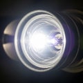 Image focuses on the circular design showing the bulb s structure and Royalty Free Stock Photo