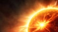 A close up of a bright orange sun with its fiery surface, AI Royalty Free Stock Photo