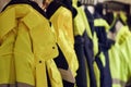 Yellow emergency response jackets in locker room