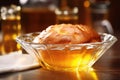 close-up of brioche dough rising in a glass bowl Royalty Free Stock Photo