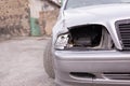 Close-up of a broken car headlight. The result of the collision Royalty Free Stock Photo