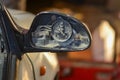 Close Up of a Broken Car Side Mirror Assembly Royalty Free Stock Photo