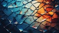 A close up of a broken glass window with orange and blue colors, AI Royalty Free Stock Photo