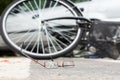 Close-up of broken glasses after collision with a biker and irresponsible car driver Royalty Free Stock Photo