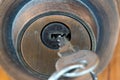 Close-up broken key in the lock Security concept, theft Royalty Free Stock Photo