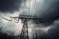 close-up of broken power lines surrounded by stormy clouds