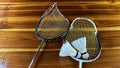 Close up broken and unusable badminton racket
