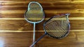 Close up broken and unusable badminton racket