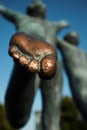 Close up of a bronze foot in Vigeland sculpture Park