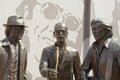 Close up of bronze statue of the Bee Gees in their home town Redcliffe, Australia