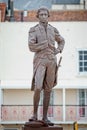 Close up of bronze statue of Lord Horatio Nelson to commemorate his death at the battle of Trafalgar in 1805, in Old Portsmouth, H