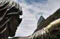 Close-up of bronze statue in Rio de Janeiro`s favela Santa Marta