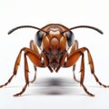 Photorealistic Close-up Of Brown And Black Hornet On White Background