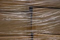 Close-up brown cardboard boxes wrapped Royalty Free Stock Photo