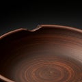 A close-up of a brown ceramic bowl with a small chip on the rim. The bowl features Royalty Free Stock Photo