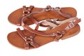 Brown color eco leather sandals Royalty Free Stock Photo