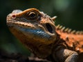 close up of a brown coloured iguana in the nature