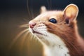 close-up of a brown ermines whiskers and nose