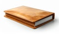 Close Up of Brown Leather Book with White Pages on White Background Royalty Free Stock Photo