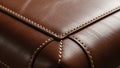 Close up of a brown leather surface showcasing intricate stitching Royalty Free Stock Photo