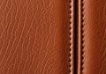 Close-up of brown leather texture with visible grain, showcasing Royalty Free Stock Photo