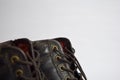 Close up of a brown old boots isolated on white background Royalty Free Stock Photo