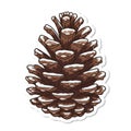 Close up of Brown Pinecone with Snow Isolated on White Background Sticker Royalty Free Stock Photo