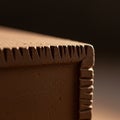 Close-up of a brown, rectangular clay object with a serrated edge. Each groove is evenl Royalty Free Stock Photo