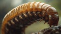 A close-up of a brown, segmented larva with a smooth texture Royalty Free Stock Photo