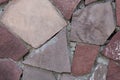 Close-up - brown stone wall in the old facade of the house Royalty Free Stock Photo