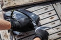 Close-up of brown surgeonfish on the deck. Royalty Free Stock Photo