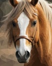 A close up of a brown and white horse. Beautiful picture of horse.