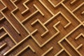 Wooden labyrinth maze puzzle close up