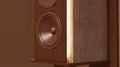 Close Up of a Brown Wooden Speaker with Illuminated Back Royalty Free Stock Photo