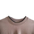 Close-up brown woven curve neck sweater, isolated on white background