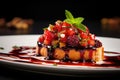 a close-up of a bruschetta with berry compote