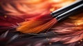 A close up of a brush with colorful feathers on it, AI